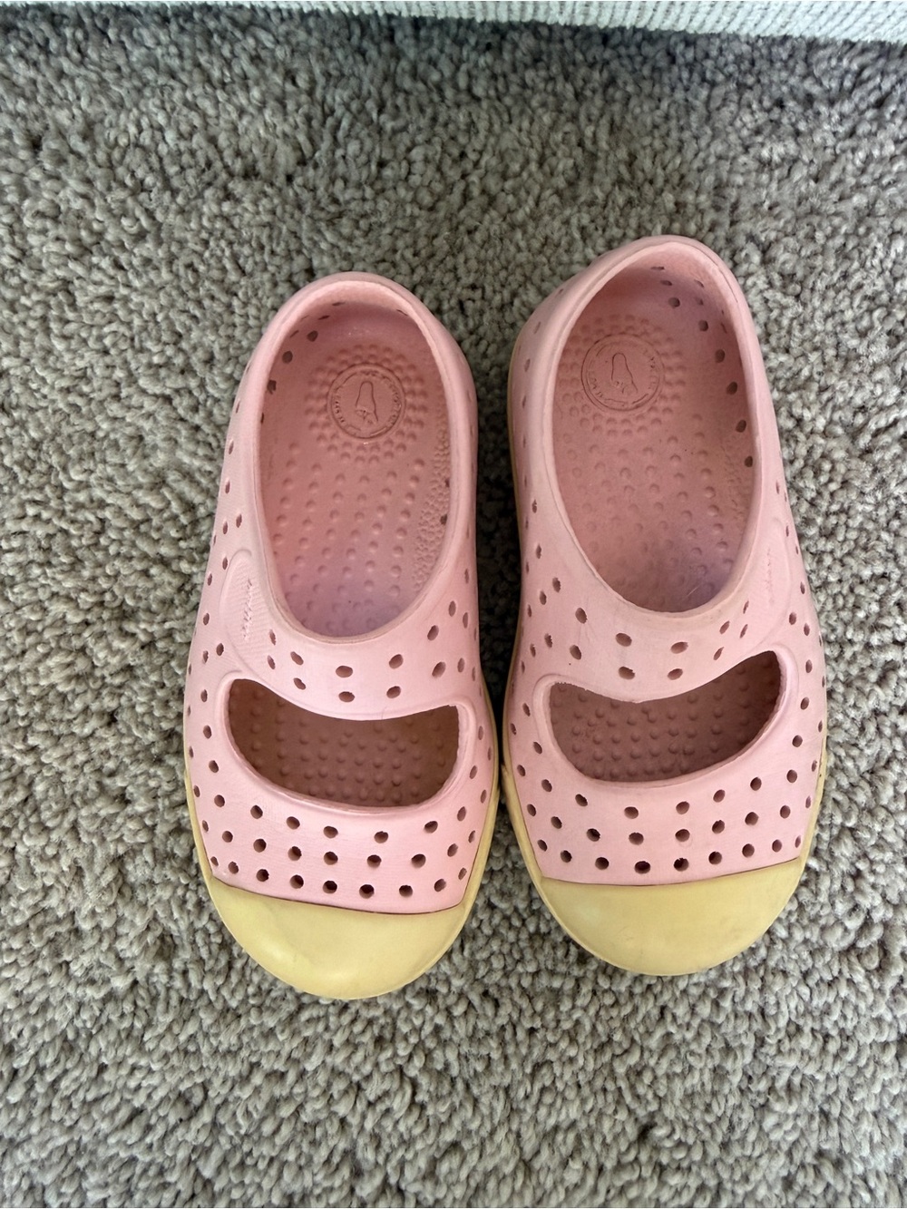 Native Kids Pink Slip-On Water Shoes with Yellow Toe Caps 6C